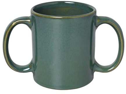 ANCIENTIMPEX Dual Handle Mug (Double Grip Mug) to Aid Tremors, Microwave Safe 350 Ml Capacity (Elegant Green)