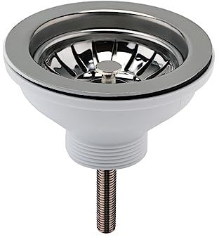 Balterley Kitchen Sink Waste Kit with Basket Strainer, 1 1/2 inch Sink Waste Pipe, Stainless Steel Basket Strainer, 90mm Standard Fittings - 115 x 115 x 63mm (Brushed Nickel)