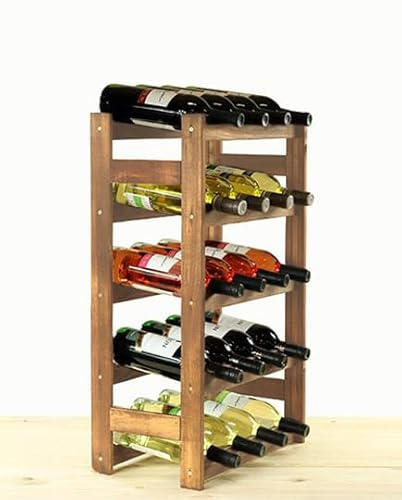 PROREGAL Weinregal PINOTWINE | HxBxT 70x43x25cm | 20 Flaschen | Massives Kiefernholz | Braun geölt | Weinhalter Weinständer Flaschenständer Flaschenregal Holzregal