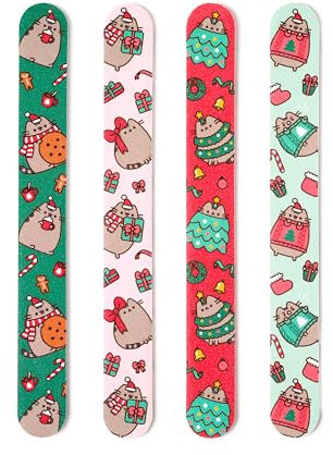 Puckator Pusheen The Cat - Limas de uñas de Navidad - Limas fuertes para uñas acrílicas naturales y de gel - Kit de cuidado de lima de uñas para mujer, productos de belleza, lima de uñas de manicura