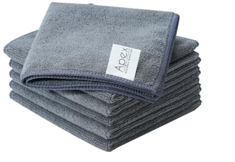 Apex Business Supplies Microfibre Cloth Pack of 12 Grey 32 X 32 Cm Cloth | Multi-Purpose Reusable Microfibre Cleaning Cloth | Lint Free & Streak Free Cleaning Cloth
