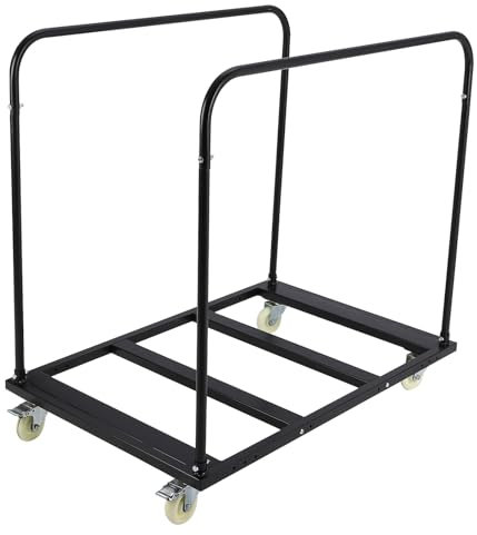Folding Table Cart, 1800 LBS Heavy Duty Table Trolley with 5 Swivel Wheels, Black Desk Trolley for Garage, Home, Warehouse, Party Event Hotel Furniture 10 Table Capacity