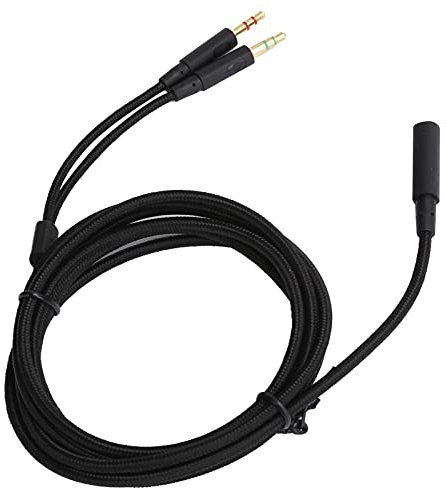 Plyisty Audio-Verlängerungskabel, 2-in-1-Adapter, Kopfhörer-Audiokabel, Passend für Cloud II/Cloud Flight/Hyperx/Alpha-/Core/CloudMix, 2 M