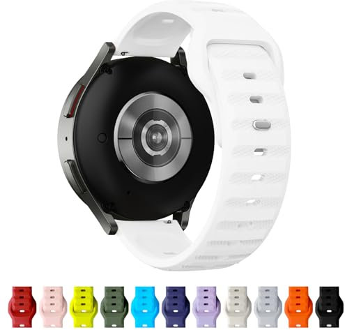 TStrap Bracelet de Montre Silicone 20mm pour Homme et Femme, Boucle Réglable, Dégagement Rapide, Bracelet Montre Sport Blanc, Compatible avec les Montres Intelligentes