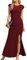 Missufe Damen Abendkleid Cocktailkleid Ballkleid Maxikleid Lang Elegant Hochzeit Festlich Bodycon Meerjungfrau Kleider mit Schlitz (Weinrot, groß)
