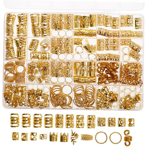 Beatifufu 290 Stück Dreadlocks Haarschmuck Ringe Gold Galvanisiert Selbstgemacht Haarspangen Für Zöpfe Loc Schmuck Flechtaccessoires Frauen Und Männer