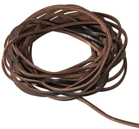 yumcute Lederband Kette, 3mm×3m Lederriemen Meterware Echtes Leder, Braun Lederbänder Flach Band Armband Basteln, Lederschnüre für Leder Schuhspitzen, Halskette, DIY Handwerk und Schmuck Herstellung