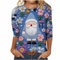 Keepink Damen-Top, Weihnachtspullover, lässiger Rundhalsausschnitt, 3/4-Ärmel, lustiges Weihnachtsmann-Motiv, T-Shirt, Baggy, elegante Pullover, Bluse, Festival, Party, T-Shirts, Übergröße, 17 x Blau,