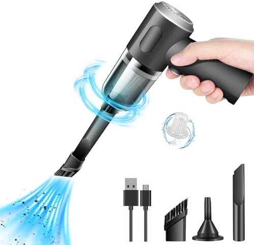 Sporvet Handstaubsauger, 5000 PA 2 in 1 Akku Handstaubsauger,120W USB aufladbar Auto Staubsauger,Tragbar Leicht Mini Staubsauger für PC, Zuhause, Auto, Büro, Sofa