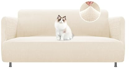 BellaHills High Stretch Sofabezug 2 Sitzer (135-165cm) Jacquard Elastische Sofahusse für Wohnzimmer Protector für Hunde Haustiere, Natur