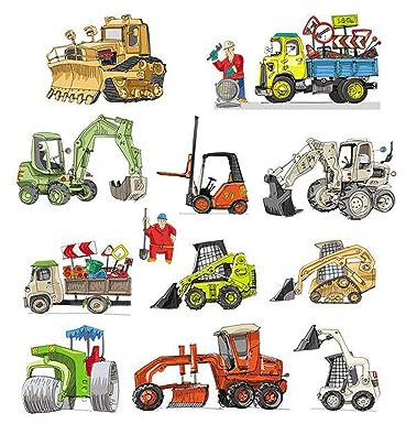Codulu Engineering Vehicle Iron On Transfer Patches Excavator Heat Transfer Stickers Decal Motif Appliqued for DIY Kids T-Shirt Jeans Bag Hat Art Decoration-L