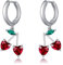DAYLINLOVE Kirsche Ohrringe 925 Sterling Silber Kirsche Herz Dangle Ohrringe Kirsche Obst Schmuck Geschenke für Frauen