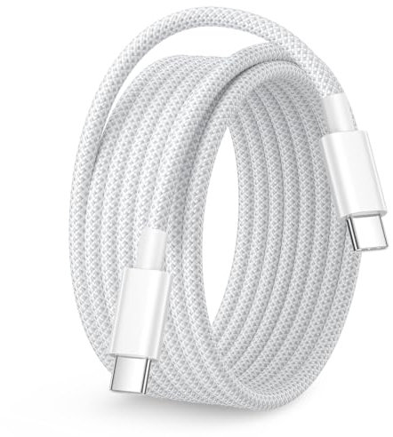 Cable USB C a USB C Carga Rapida 3M, 100W Cable Cargador Tipo C Carga Rapida Nylon Cable Tipo C 3 Metros para Phone 16 15 Pro Max/Plus, iPad Pro/Air, MacBook Pro/Air, Samsung Galaxy S25/S24, Xiaomi