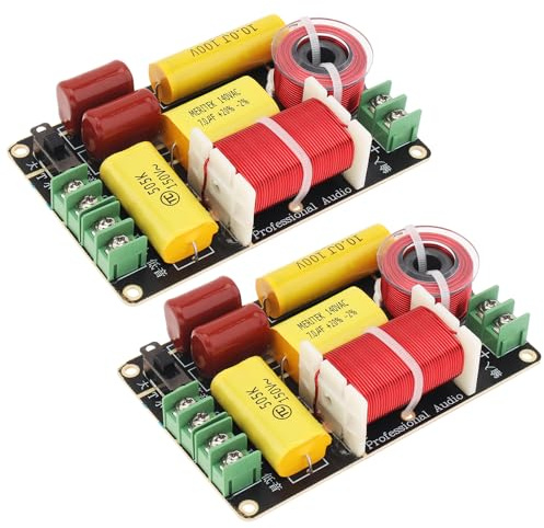 DriSentri 2pcs 2 Way Crossover for Speaker, 250W 4-12 Ohm 2 Way High-Low Frequency Divider for Speaker, HiFi Speaker Crossover