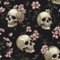 JIAOQSS Peel and Stick Wallpaper Violet Flower Stick on Wallpaper Abstract Gothic Skull Removable Vinyl Wrap for Living Room Bedroom Kitchen Wall Cabinets Decor