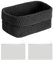 Eleganter Schwarzer Häkelkorb aus Kunstfaser - Faltbarer Organizer mit 2pcs Frosted Peeling-Tasche, Ideal für Bad, Gästehandtücher, Kosmetik & Deko | Platzsparende Aufbewahrung (21x13x15,5 cm)