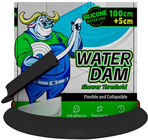 ALITAIYI Schwallschutzleiste Dusche Selbstklebend, Wasserstopper Schwallschutzleiste Dusche Silikon, Duschwasserstop, Hochwertige Selbstklebend Schwallschutzleiste (Schwarz, 1.05M)