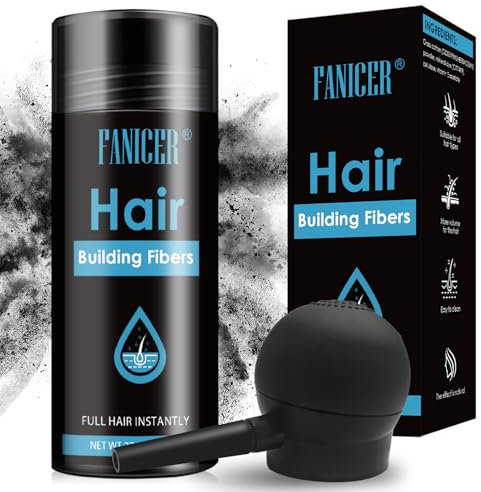 Fibre Capillaire Poudre,Fibres Capillaires Poudre avec Applicateur en Spray,Poudre relever les racines des cheveux,Capillaires Poudre Dissimule Calvitie,Poudre Pour Femmes et Hommes,Noir