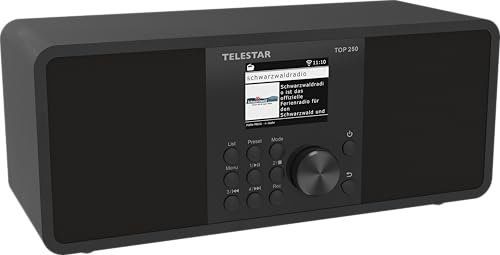 TELESTAR TOP 250 – DAB+/Internetradio (Stereo, 2 x 10 Watt, Bluetooth Sende-/Empfangsfunktion, USB-Aufnahme, Notfallwarnsystem, App-Steuerung) – Schwarz