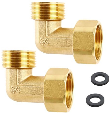 SI SEN 3/4 Zoll Winkel 90 Grad, 2 Stück Messing Winkel 3/4 Zoll, IG x AG DN20 90 Grad Winkelverschraubung, Geeignet für Zentralheizung, Bewässerung und industrielle Rohrverbindungen usw