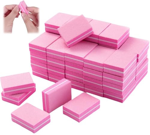 50pcs Mini Nail Buffer Blocks - 100/180 Grit Dual-Sided Sponge Buffing & Sanding Block Files for Natural Gel Acrylic Nails. Professional & Long-Lasting Manicure Tools Set, Pink Buffer Nails File