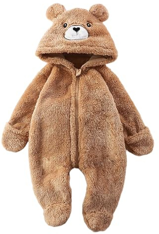 WYTbaby Baby Overall Winter Fleece Strampler mit Kapuze Warmer Herbst Winter Outfits für Baby Mädchen Junge 0-12 Monate