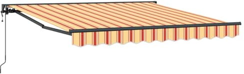 vidaXL Elektrische ausziehbare Markise Gelb und Orange 300x250 cm, Moderne Markise, wasserabweisendes Material für Terrassenüberdachung, UV-Schutz Sonnenschutz