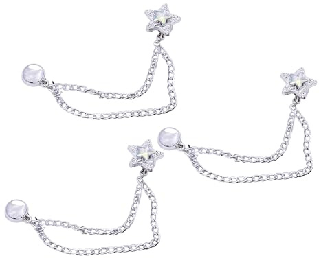 3 x Kleiderklammern mit Kette, schöne Schleifen, Knöpfe, Herz-Hosen-Clips, abnehmbare Nadeln