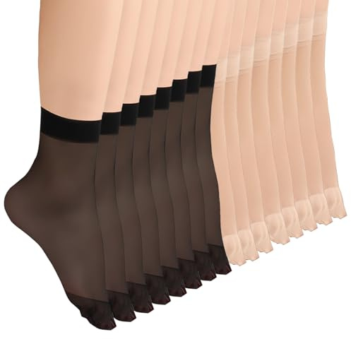YOCHLEY 16 Pares Medias de Nylon para Mujer Calcetines Cortas Transparentes Suave Calcetines Tobilleros Cortas Transparentes Respirable Calcetines Medias Mujer