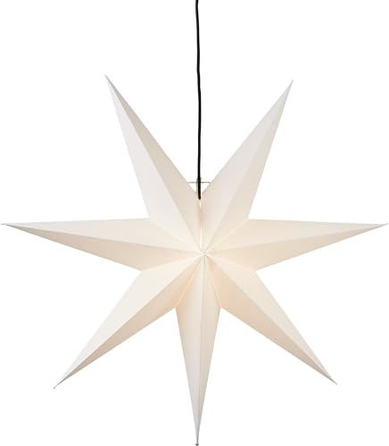 EGLO Weihnachtsstern zum Aufhängen Frozen, Weihnachtsdeko Stern | Weihnachtsbeleuchtung, Stahl in weiss, schwarz, Papier in weiss E14 Fassung
