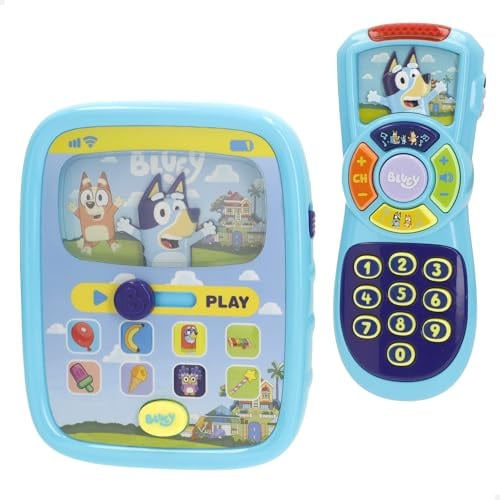 COLORBABY Bluey Set Tablet y Mando interactivos, Sonidos y melodías, Emite luz, Pilas Incluidas, Juguetes de bebé, Juguete Primera Infancia, Regalos bebés 6 Meses (39142)