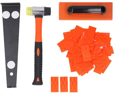 Hyuduo 43-teiliges Installationsset für Laminat-Holzböden, Robuster, Weicher Hammer, Zugstange, Klopfblock für Heimwerkerzubehör, ABS-Eisen, Gummi-Werkzeuge für Laminat, Hartholz, LVP, LVT