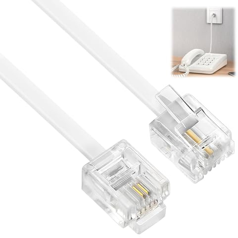 Gripiti RJ11 to RJ11 Telephone Extension Cable 5 m, Flat Phone Cable for Landline Router Fax ADSL Broadband Modem to Phone Socket or Microfilter