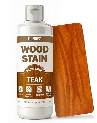 Wood Stain 250ml, Water Based Wood Stain, Indoor & Outdoor Wood Finish for Furniture, Cabinets, Doors & Wood Surfaces - Fast Drying, Low Odour, Non-Toxic & Easy to Use (Teak)