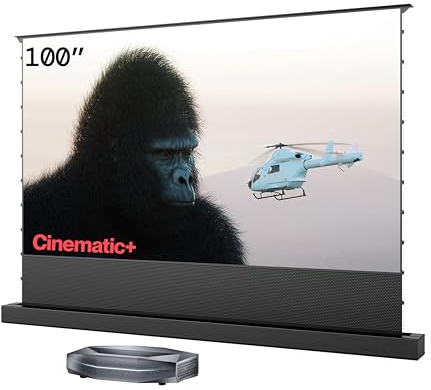 AWOL VISION Aetherion Max + 100 Motorized ALR Screen Bundle - 4K UHD Display Ultra Short Throw Triple Laser Projector with Dolby Vision,Anti–RBE, HDR10+, Google TV Integration for Entertainment & Gam