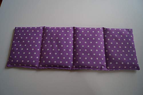Körnerkissen Bio-Roggen 4-Kammern 50cm x 17cm violett mit weißen Sternen
