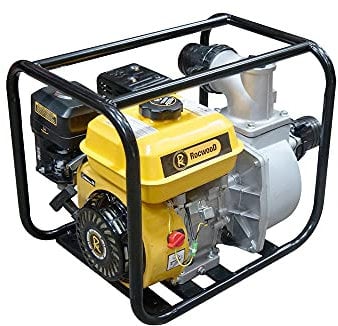 RocwooD Professional Petrol Water Pump 2 5.5HP 4 Stroke Engine. 28m Water Lift & 650 litres Per Min. Use for Water Removal, Drainage & Syphoning. Ideal for Garden, Swimming Pool, Pond, Hot Tub.