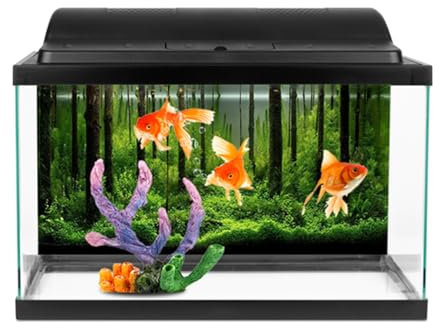 Aquarium Poster PVC adhésif Fond réservoir sous-Marin Poster Fond décoration Papier forêt modèle (61 x 30 cm)