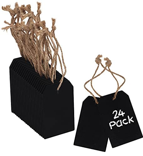Belle Vous Holztafel zum Beschriften Kleine Kreidetafel (24er Pack) 8 x 5 cm - Doppelseitige Kleine Hängende Tafeln zum Beschriften - Für Hochzeiten, Partys, Dekorative Tischetiketten & Preisschilder