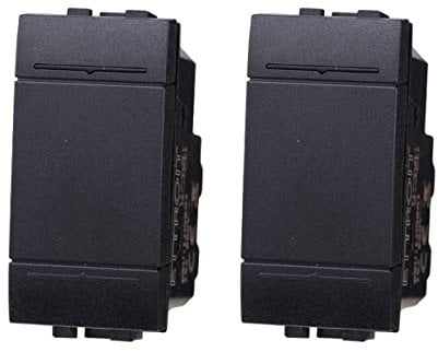 2 Pezzi Interruttore Unipolare 1P 1M 16A, Compatibile Con Bticino Living Light (Nero)