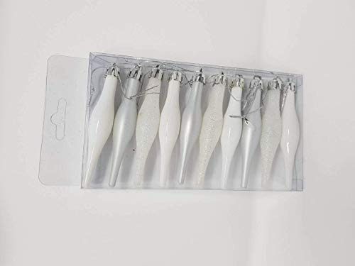 HoitoDeals 10Pcs Glitter Droplet Baubles Icicles Baubles For Christmas Tree Decor Item