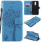 Nancen Compatible with Handyhülle LG K40 / K12 Plus Hülle, Flip-Case Handytasche - Standfunktion Brieftasche und Kartenfächern - Baum und Katze - Blue