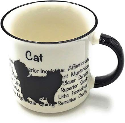 Tasse à café/thé avec silhouette de chat Noir/blanc