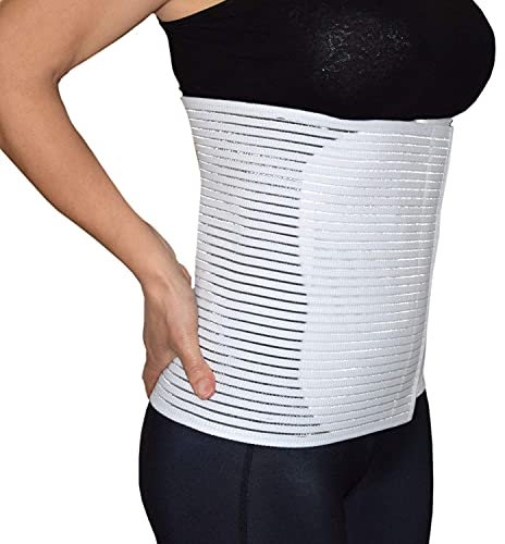 BODYPERFECT Postpartum buikwrap Bauchgurt Nach op Verstelbaar Rückbildungsgürtel Nach Geburt Kaiserschnitt Schwangerschaft Bauchgurt mit Rückenunterstützung Unisex 28 cm (Weiß, S)