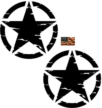 Generisch USA Set 2X Star Stern Aufkleber Retro Autoaufkleber (91/23/6) (schwarz matt, 40 x 40 cm)