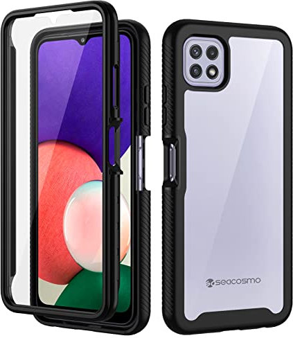 seacosmo Funda para Samsung Galaxy A22 5G 6,6 (No para 4G) con Protector de Pantalla Incorporado, 360° de PC Hard Carcasa Antigolpes Samsung Galaxy A22 5G, Negro