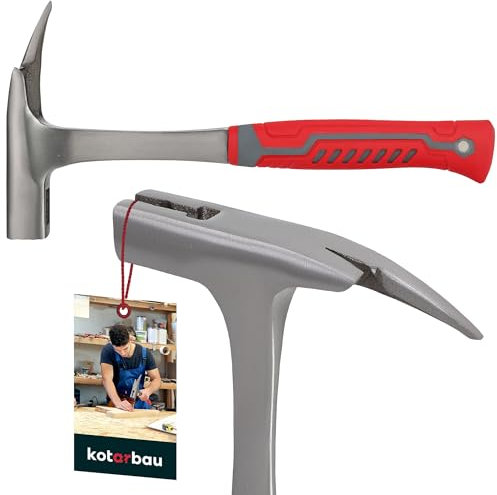 KOTARBAU® Dachdeckerhammer Latthammer 1000g mit magnetischem Nagelhalter Geschmiedet Stahl Robust zum Entfernen von Nägeln Ergonomischer Vibrationsdämpfung Gummigriff