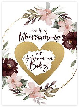 HIMMEL.HERZ.PAPIER® Wir bekommen ein Baby - 10er Set Bordeaux - Schwangerschaft verkünden - Baby Verkündung - Rubellose Geschenk schwanger