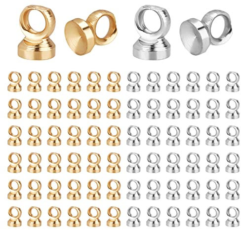 PH PandaHall 200 pezzi Ciondolo con tappo a cauzione, 2 colori a forma di ciondolo Ciondolo a sfera in ottone con perla Ciondolo a forma di tappo con chiusura a gancio per orecchini, gioielli, collana
