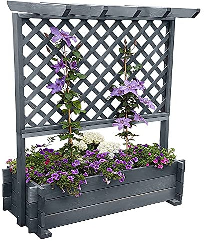 Beauty.Scouts Rankkasten mit Pergola Eros Kasten grau wetterfest 112x65x139cm Blumenkasten Blumenkasten Rankhilfe Pflanzen Gartenpflanzen Outdoor Garten stabil